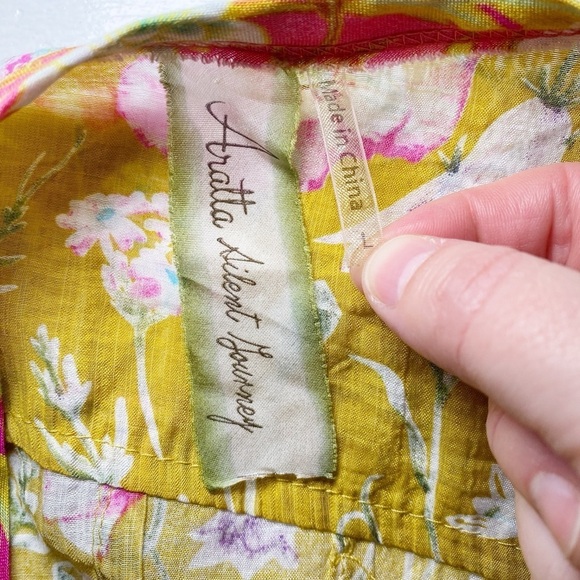 Aratta Silent Journey Yellow Floral Open Front Embroidered Cardigan - Picture 9 of 15